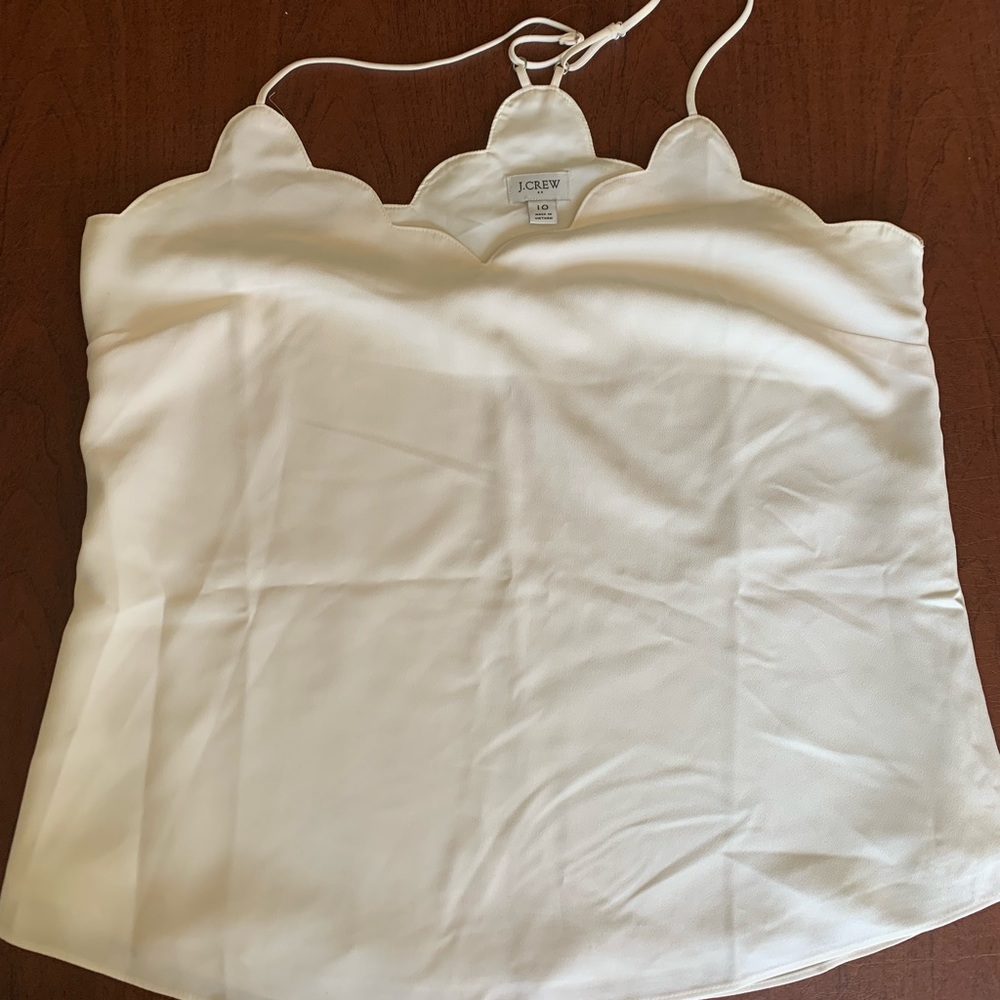 Women’s JCrew Ivory Scalloped Cami Tank Top